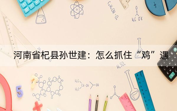 河南省杞县孙世建：怎么抓住“鸡”遇？