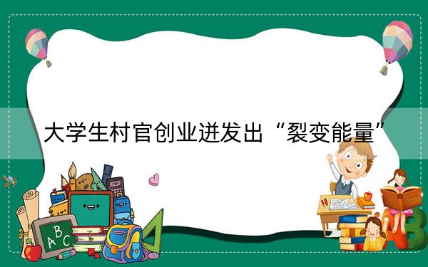 大学生村官创业迸发出“裂变能量”