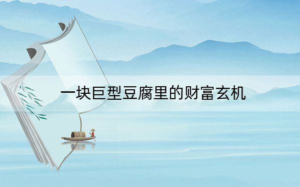 一块巨型豆腐里的财富玄机