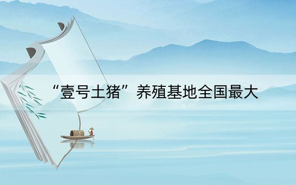 “壹号土猪”养殖基地全国最大