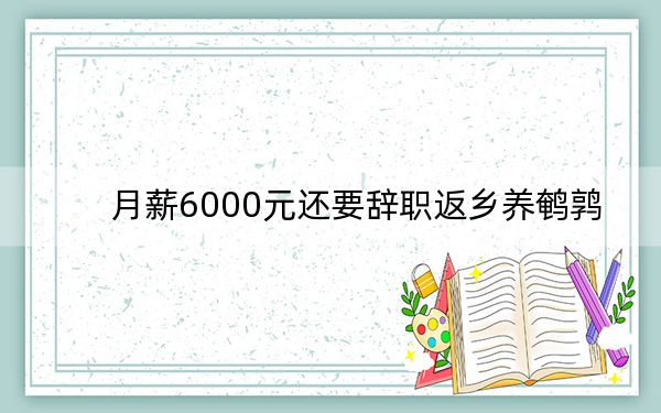 月薪6000元还要辞职返乡养鹌鹑