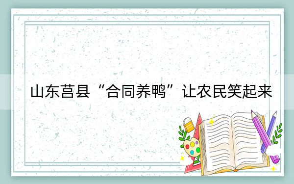 山东莒县“合同养鸭”让农民笑起来